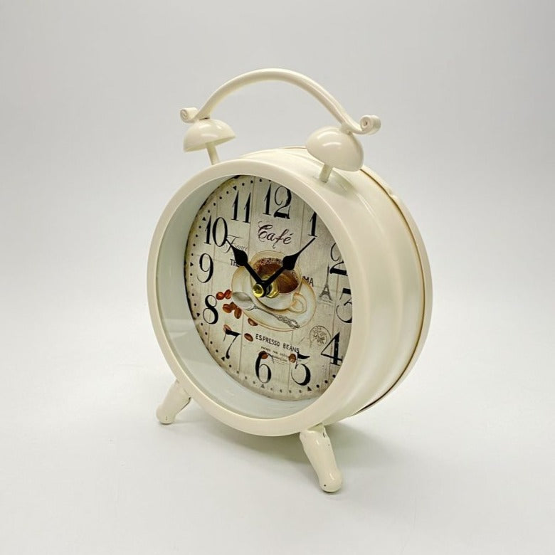 Timepiece Two-Bell Table Clock - White