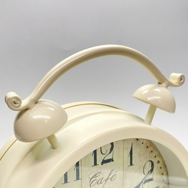 Timepiece Two-Bell Table Clock - White