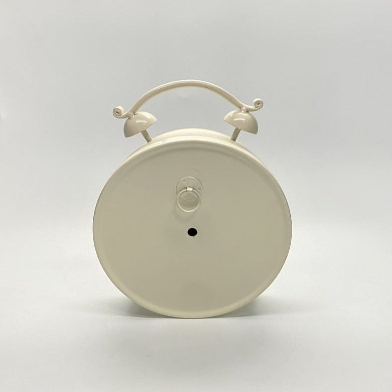 Wood Designer Two-Bell Table Clock - White