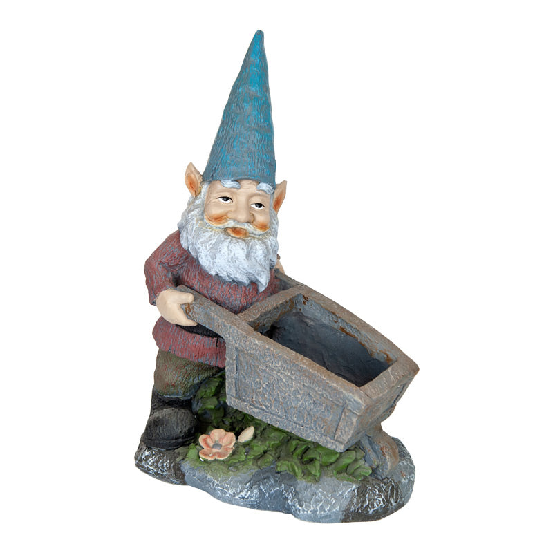 Vivid Gnome Pushing Planter Cart