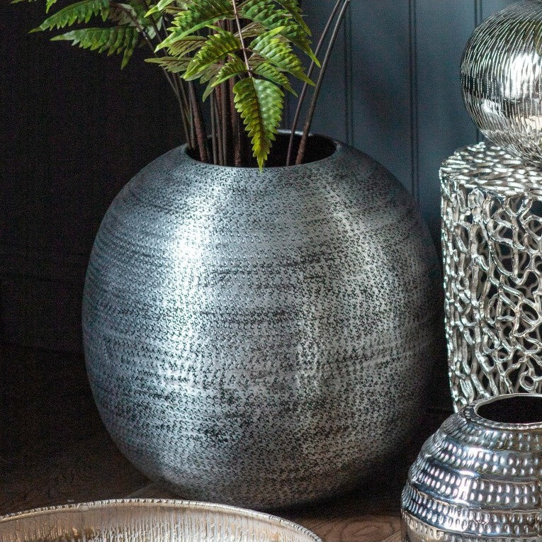 Antique Nickel Vase for a Statement in Texture and Styles