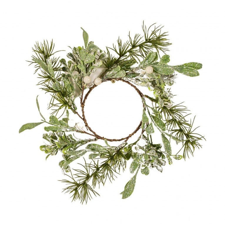 Artificial White Berry Olive Leaves Candle Ring (Available in 2 sizes)