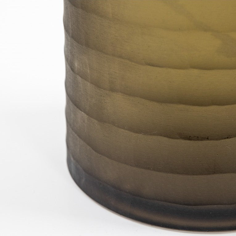 Brown Glass Vase with Exquisite Hand-Cut Detailing (Available in 2 Sizes)