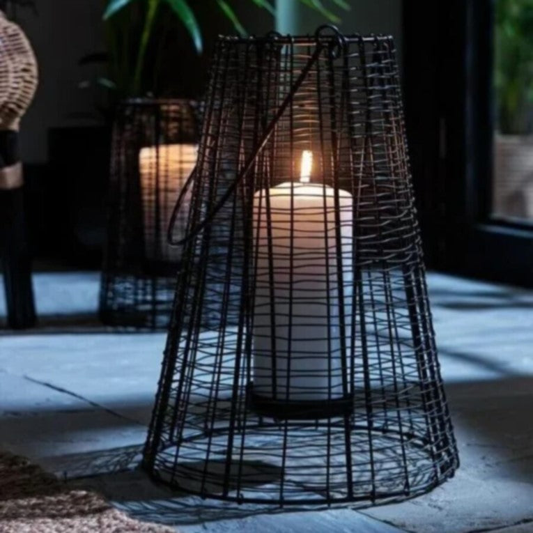 Captivating Candlelight Metal Craft Lantern Black (Available in 2 Sizes)