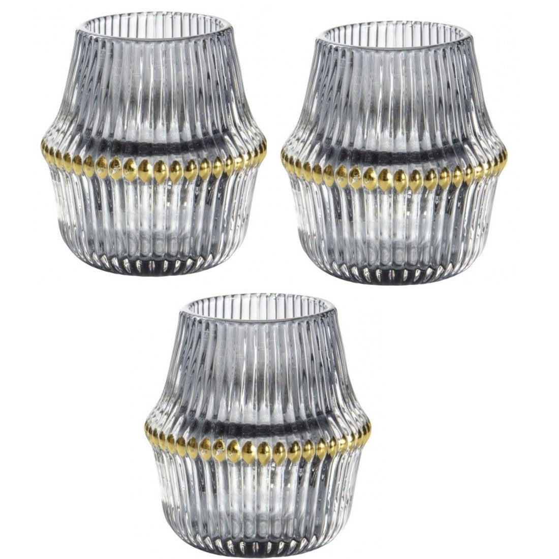 3 Pack Gilded Enclave Grey Tealight Holder