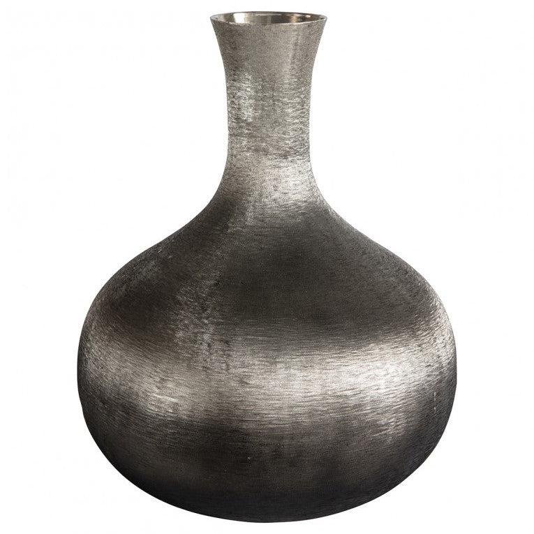 Hand-Finished Metal Vase with Distinctive Charm