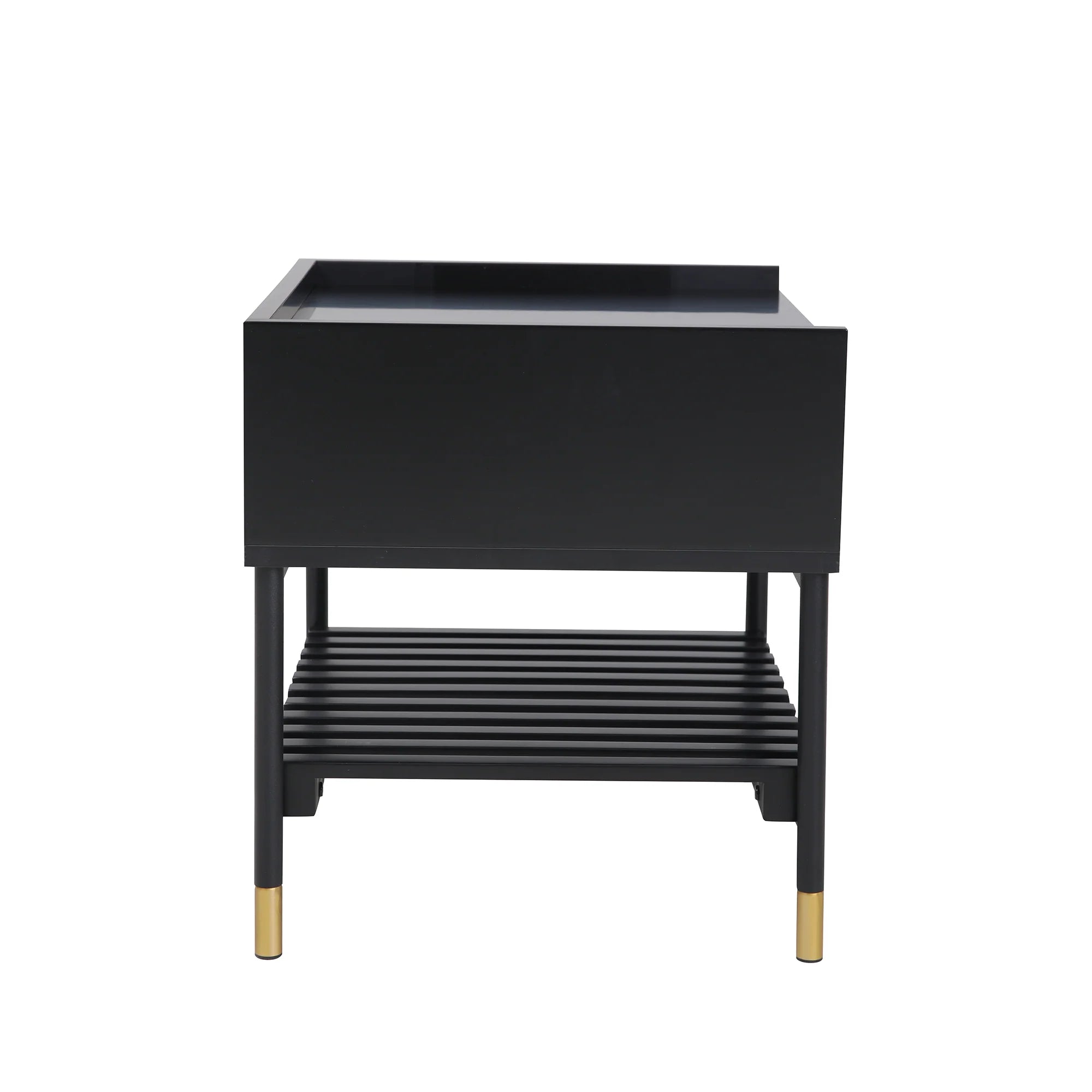 Matte Black Engineered Wood Side Table