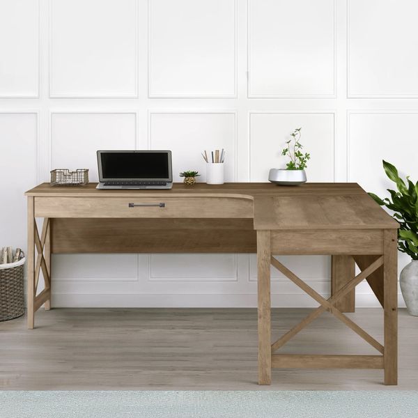 Rustic Oak L-Desk for Cozy Workspaces