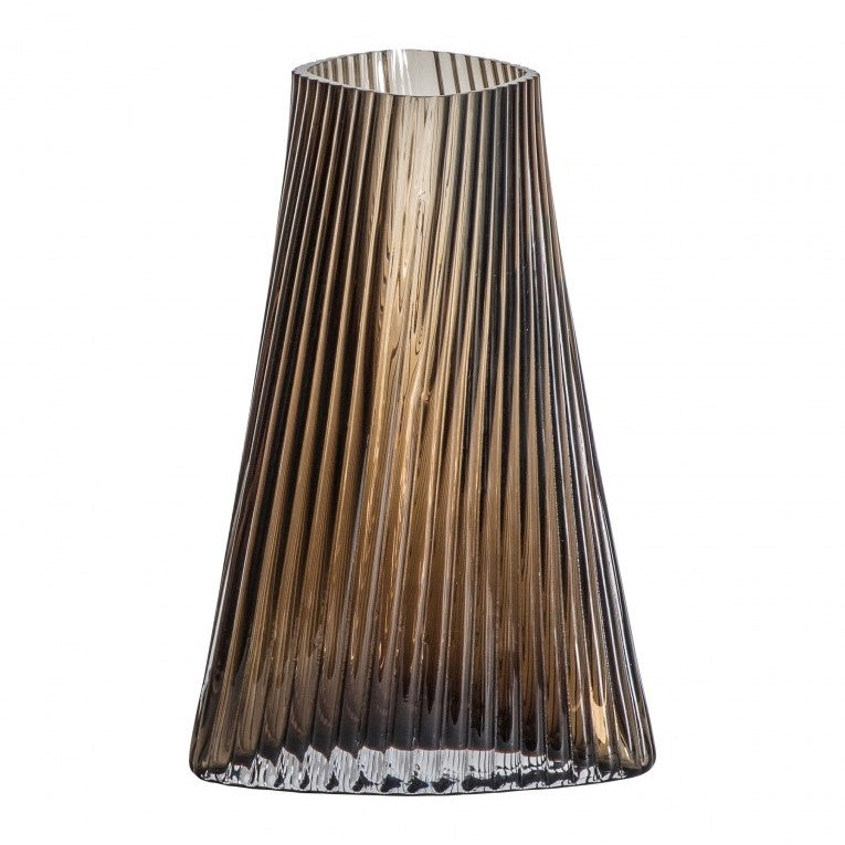 Stunning Vase in Lovely Brown with Ribbing (Available in 2 Sizes)