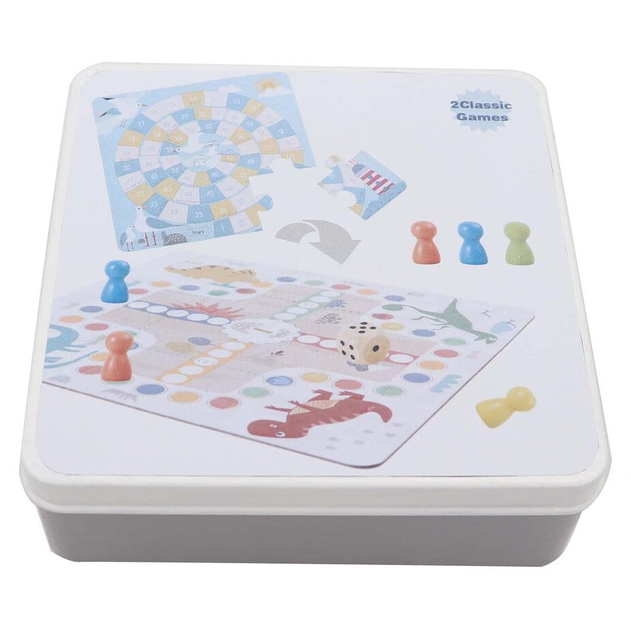 2 In 1 Ludo & The Game Of Goose Travel Games In Tin Box