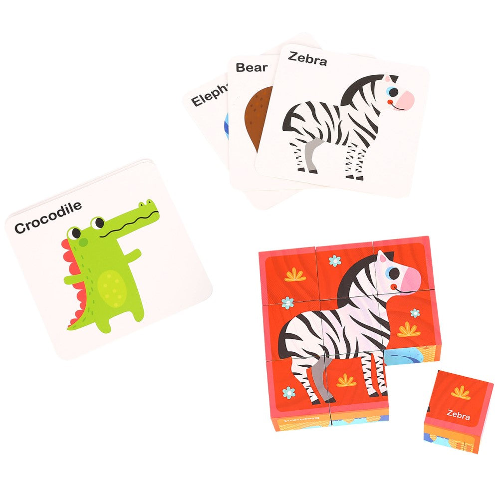 3 x 3 Animal Blocks Toddlers Puzzle With Drawing Card