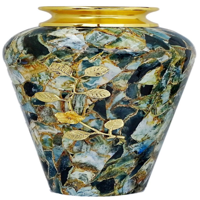 Marble Finish Leafy Decorative Vase