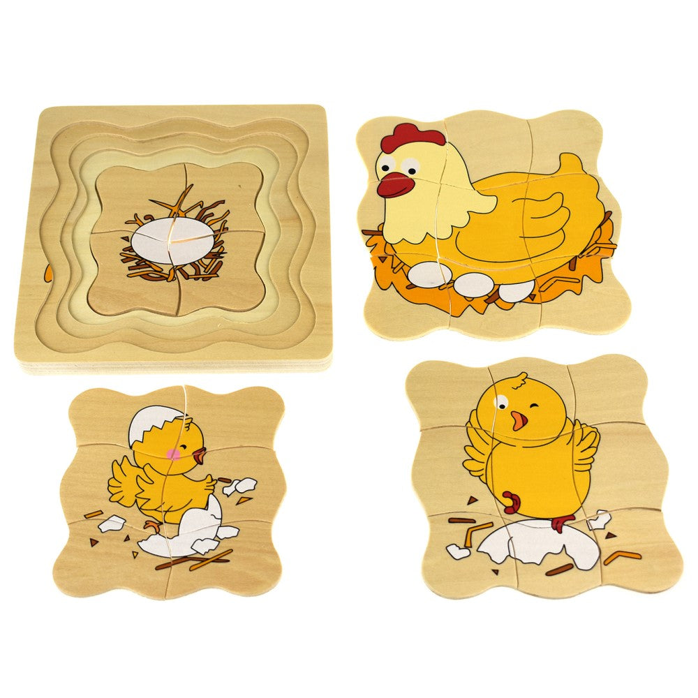 Chicken Life Cycle 4-Layer Puzzle Board