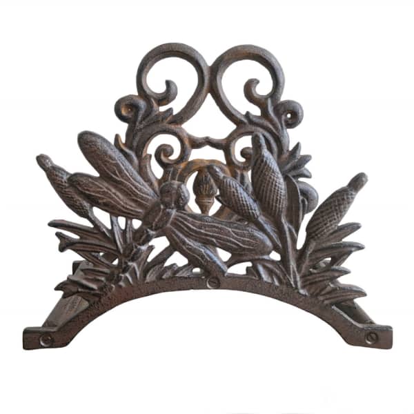 Cast Iron Dragonfly Wall Mount Hose Hanger - Antique Rust