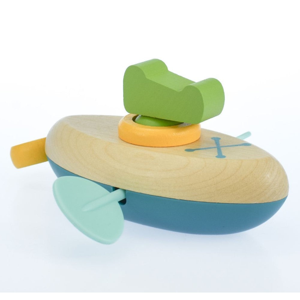 Crocodile On Canoe Wooden Pull String Kids Bath Toy