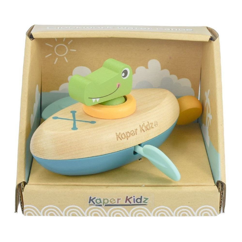 Crocodile On Canoe Wooden Pull String Kids Bath Toy