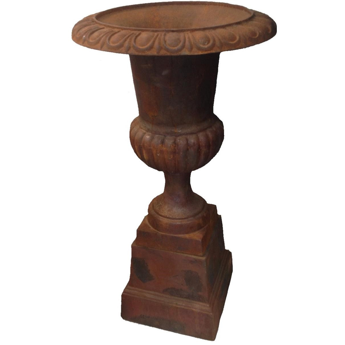 French Cast Iron Cylindrical Urn on Pedestal