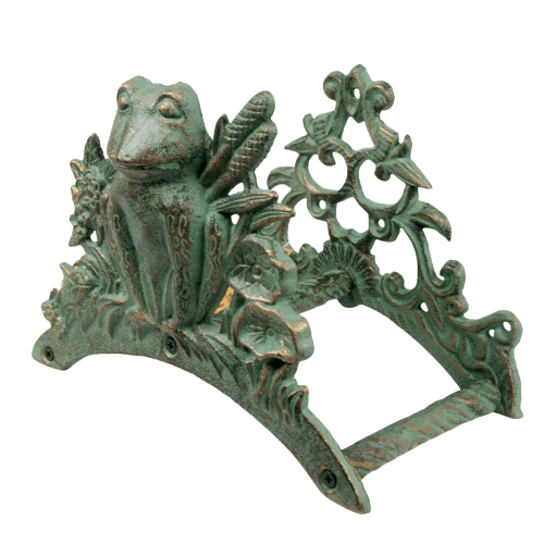 Frog Cast Iron Wall Mount Hose Hanger - Verdigris