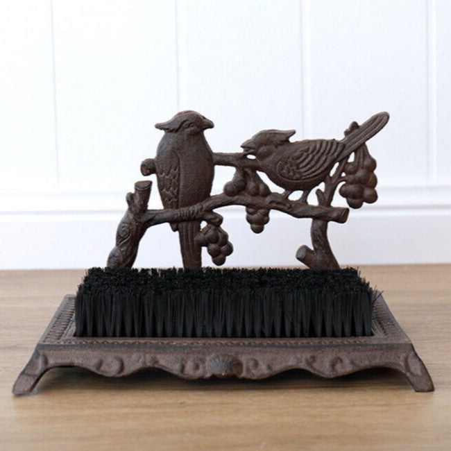 Grapevine and Birds Cast Iron Boot Scraper