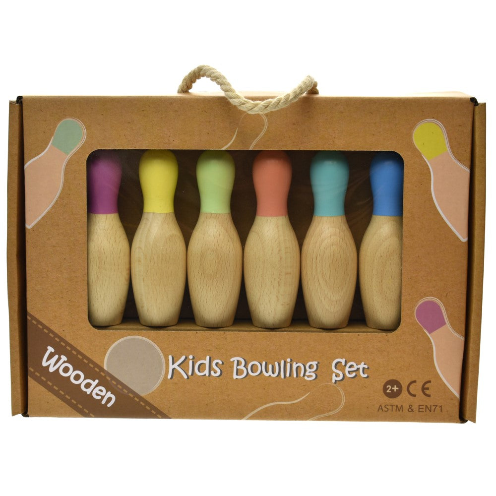 Kids Wooden Bowling Set Coloured Top