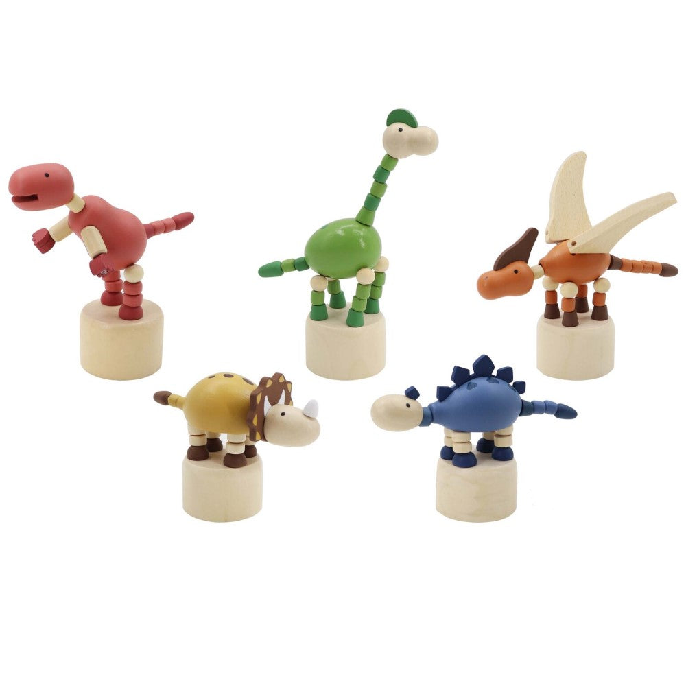 Kids Wooden Dancing Dinosaur Toys Set of 5