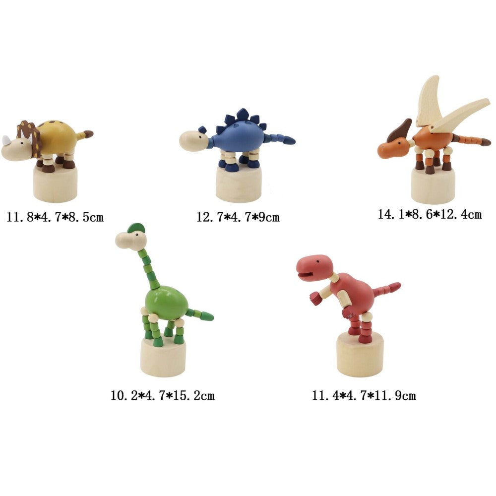 Kids Wooden Dancing Dinosaur Toys Set of 5