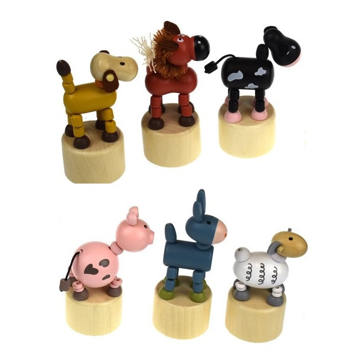 Kids Wooden Dancing Farm Animal Toy (Sent At Random)