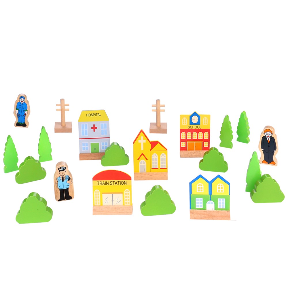 Kids Wooden Town Play Set