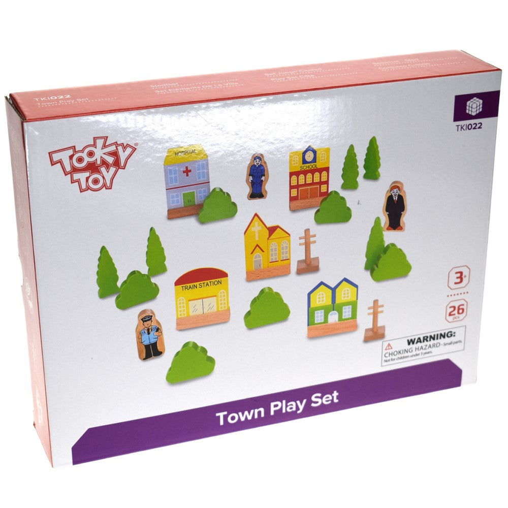 Kids Wooden Town Play Set