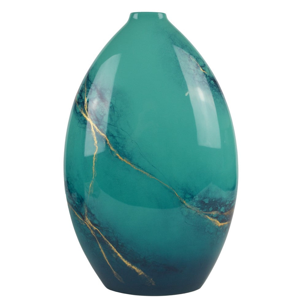 Lacquer Oval Horizon Floor Vase - Blue