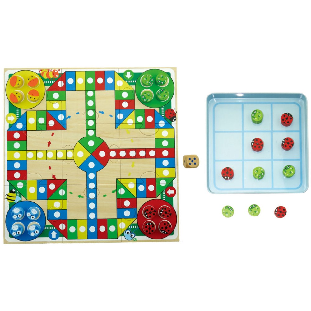 Ludo & Tic Tac Toe Travel Games Set in Tin Box