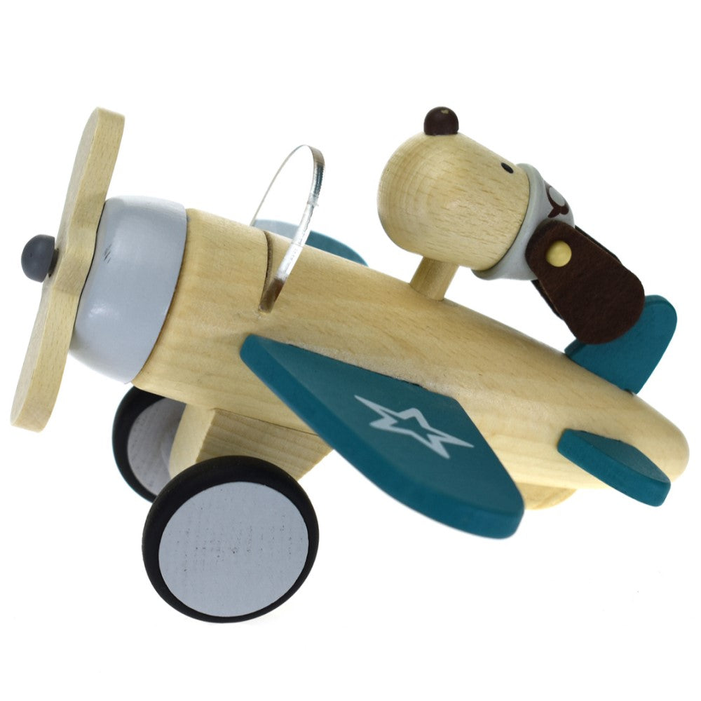 Retro Dog Pilot Wooden Plane Large