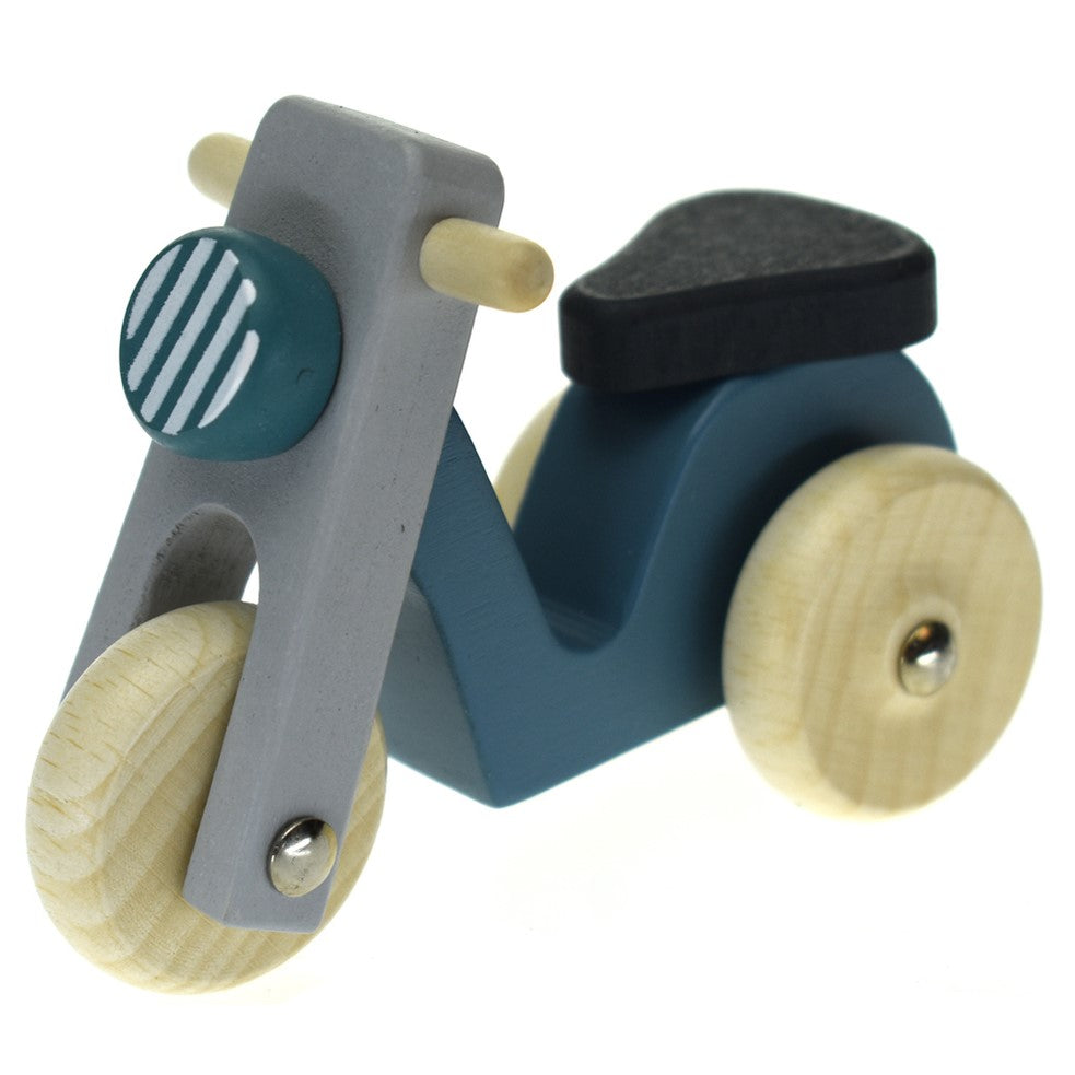 Retro Wooden Motorcycle Blue