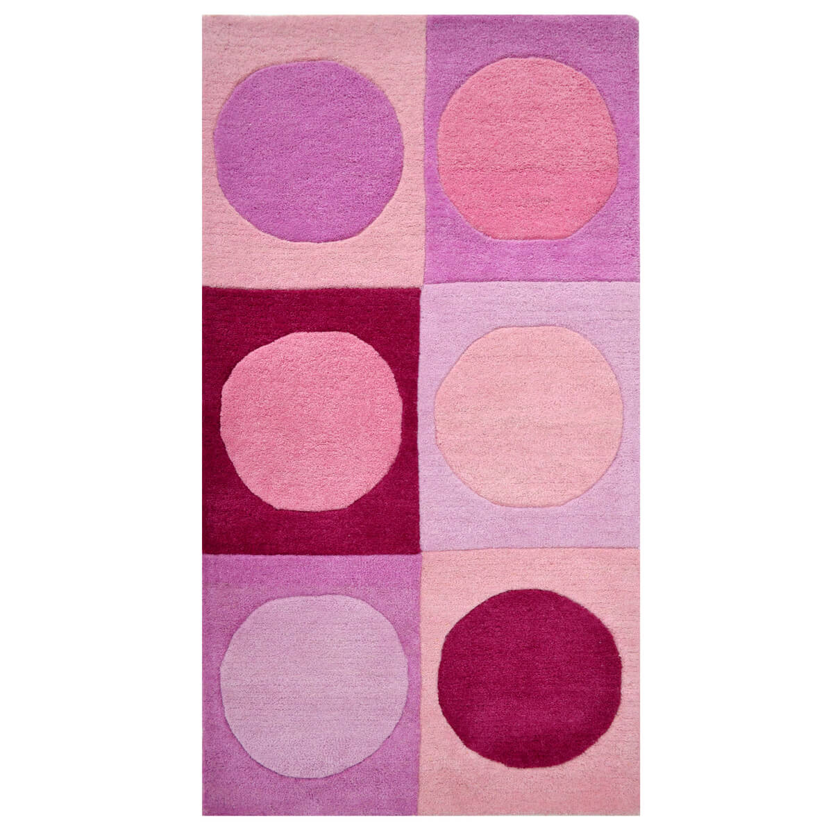 Round & Square Kids Woolen Rug - Pink