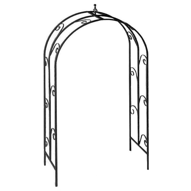 Scroll Design Wrought Iron Garden Arch - Black