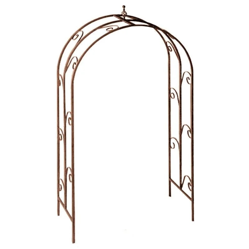 Scroll Design Wrought Iron Garden Arch - Rust