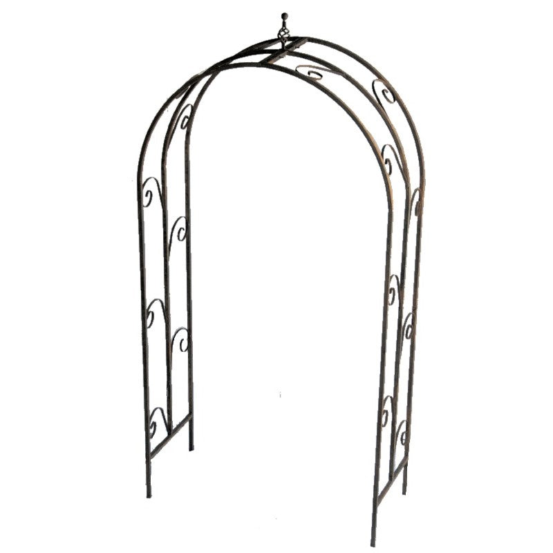 Scroll Design Wrought Iron Garden Arch - Antique White