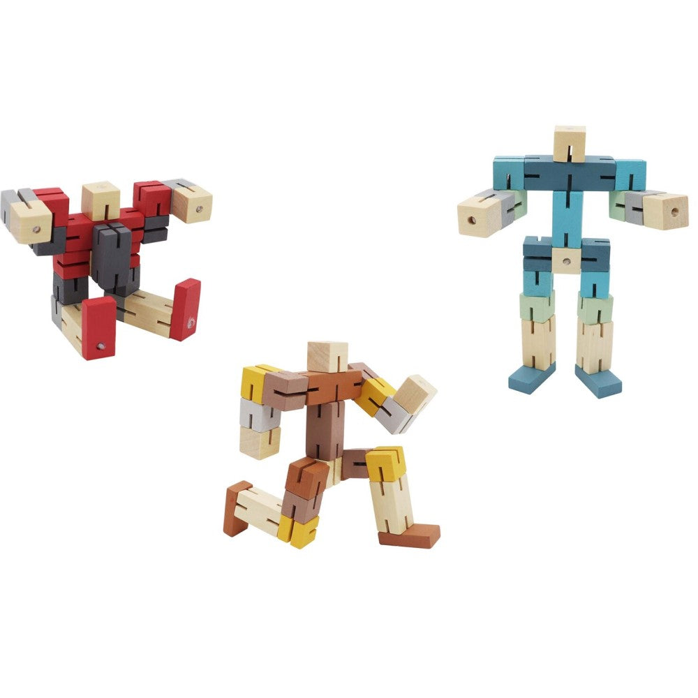 Set of 3 Twist & Lock Wooden Robo Block Toy