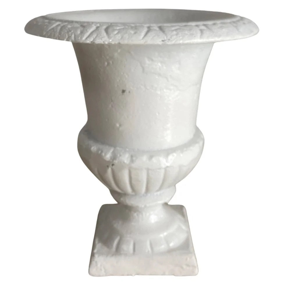 Sleek Cast Iron Urn - Antique White