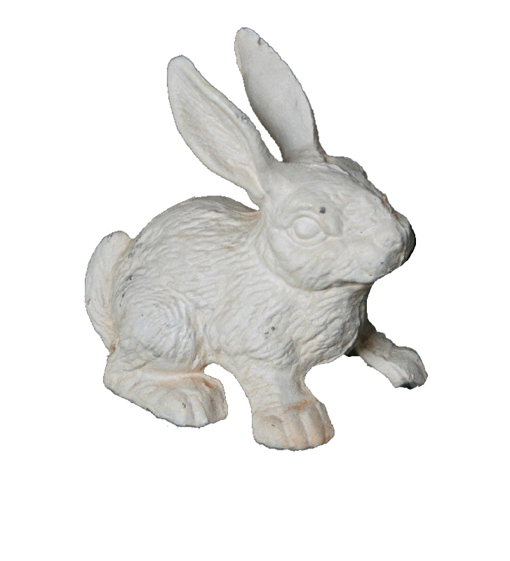 Starring Rabbit Cast Iron Statue Door Stopper - Antique White