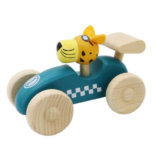 Toddlers Pull Toy Leopard Driver Racing Car Green