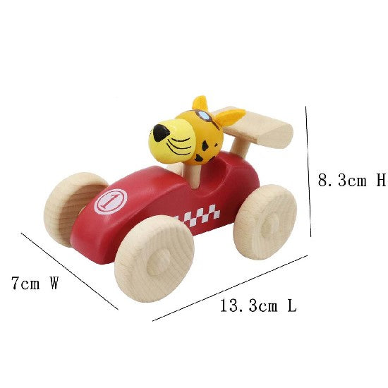 Toddlers Pull Toy Leopard Driver Racing Car Red