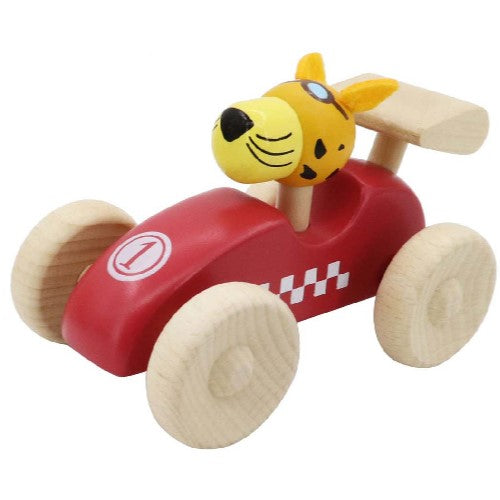 Toddlers Pull Toy Leopard Driver Racing Car Red