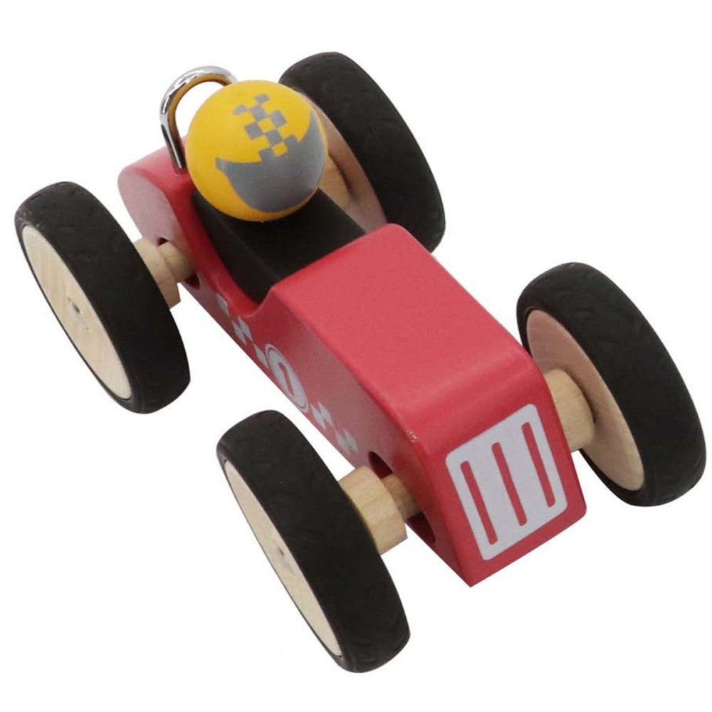 Toddlers Retro Style Pull Toy Racing Car Red Large