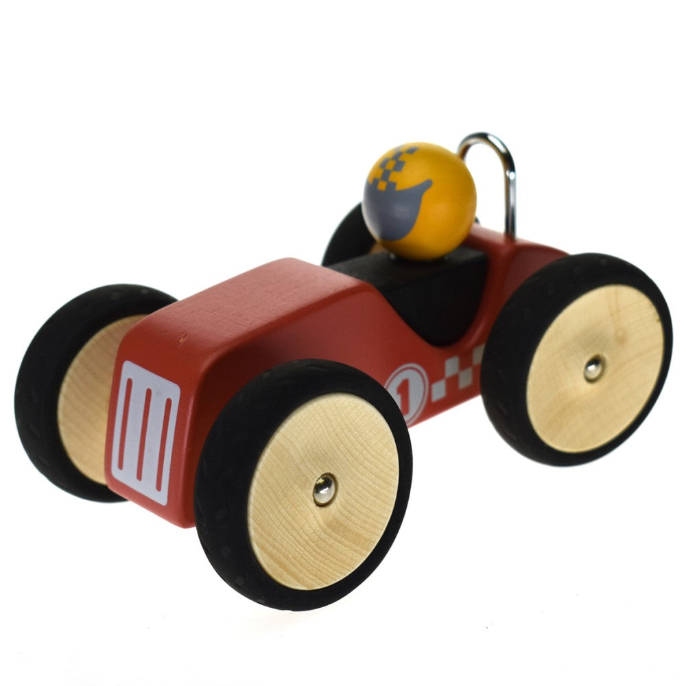 Toddlers Retro Style Pull Toy Racing Car Red Large