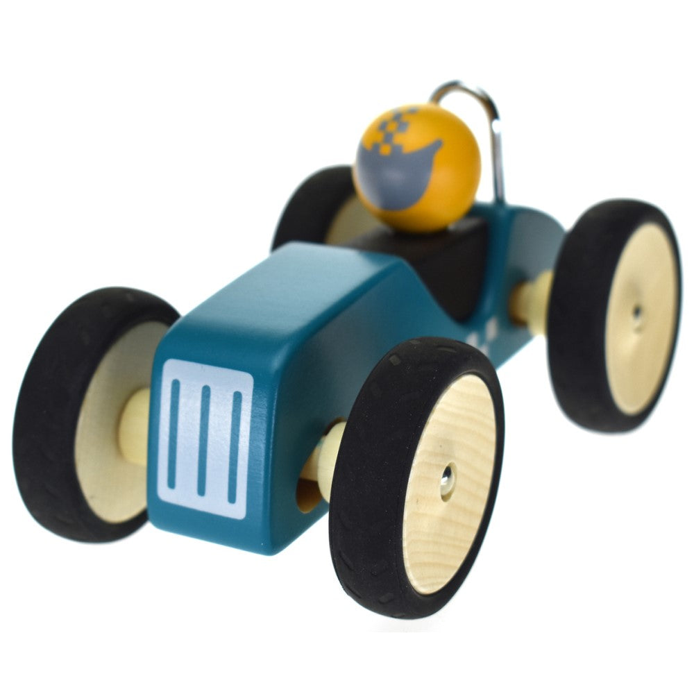 Toddlers Retro Style Pull Toy Racing Car Green Large