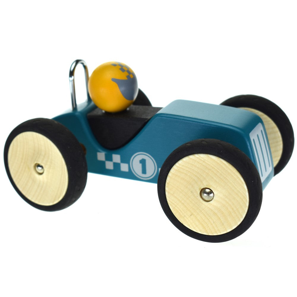 Toddlers Retro Style Pull Toy Racing Car Green Large