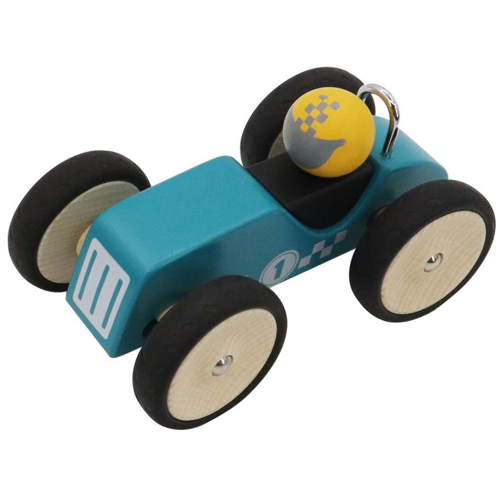 Toddlers Retro Style Pull Toy Racing Car Green Large