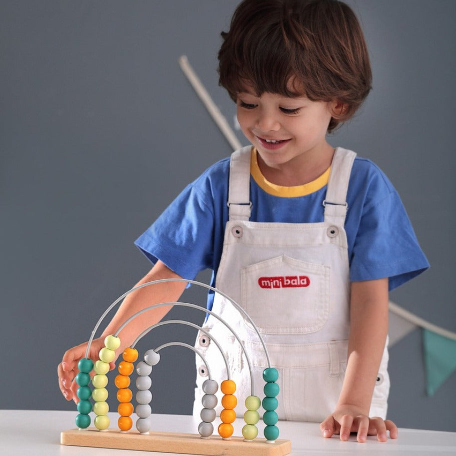 Toddlers Wooden Rainbow Abacus Olive