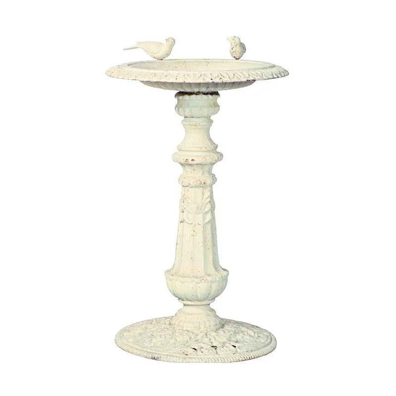 Victorian Splendor Cast Iron Bird Bath - Antique White